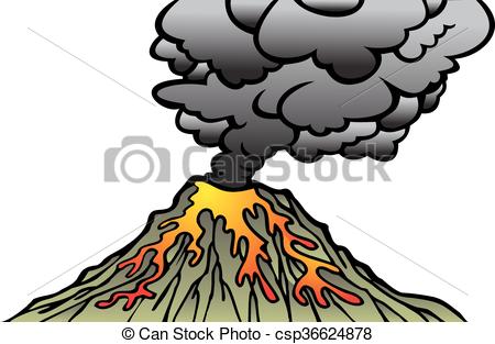 450x313 Active Volcano Isolated On The White Background Vectors