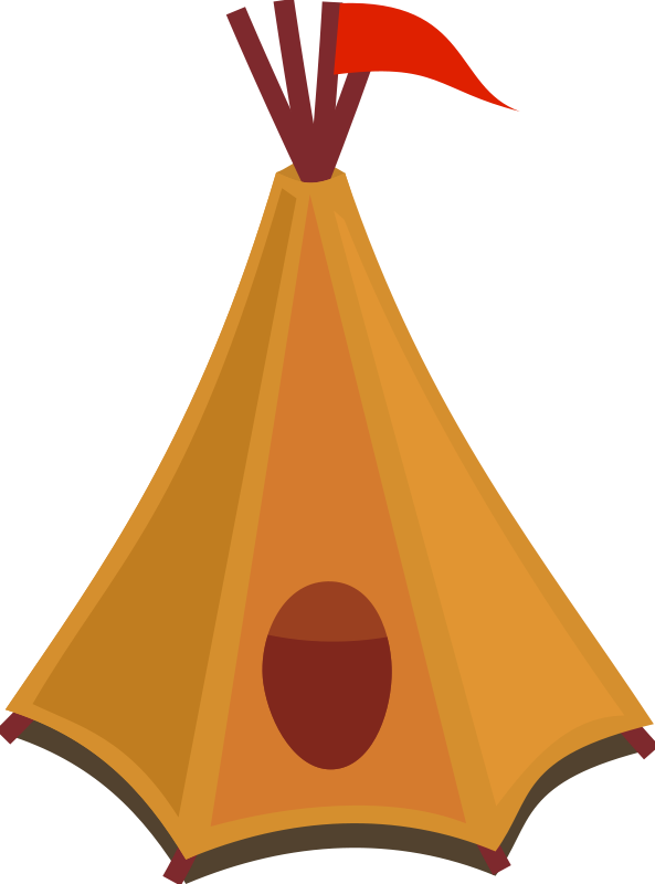 593x800 Free Clipart Cartoon Tipi Tent With Red Flag Qubodup
