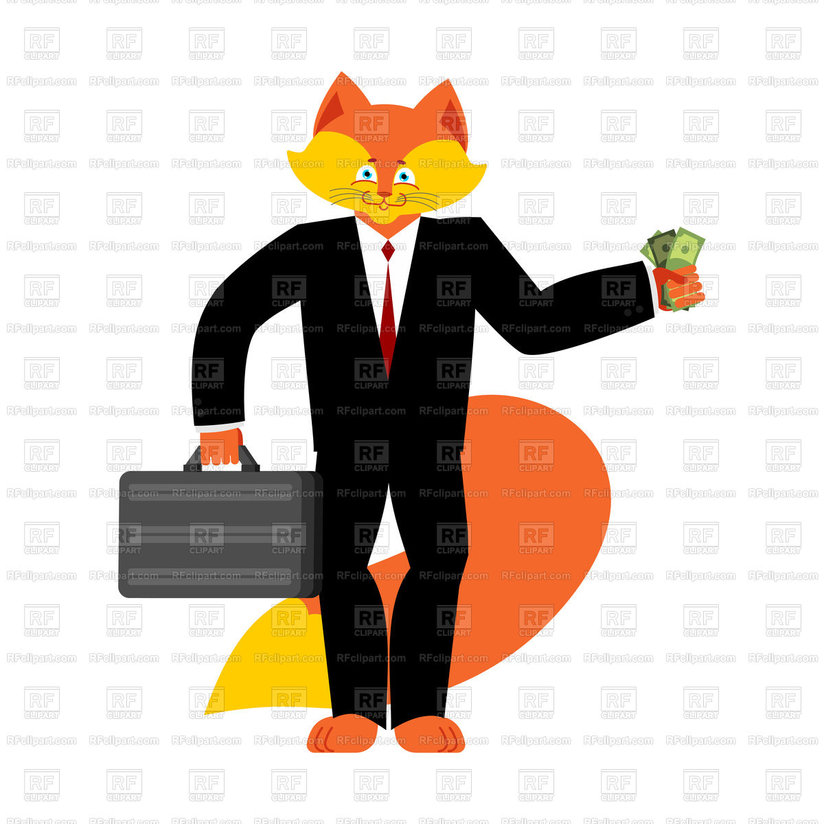 1200x1200 Fox Businessman Boss. Wild Cunning Animal Manager. Vector