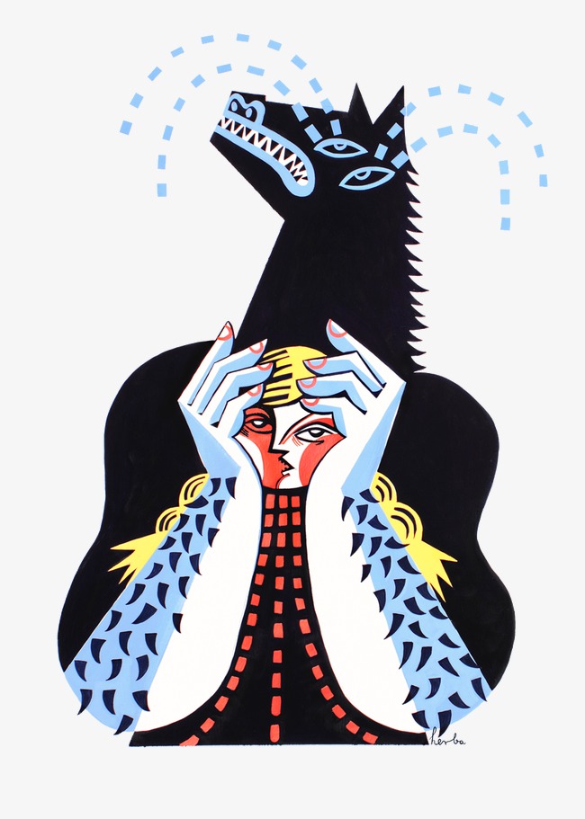 650x911 Cartoon Creative Illustration Girl Cry Wolf, Creative Cartoon