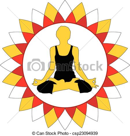 450x470 Power Yoga Traditional. Vector Clip Art With Instructor