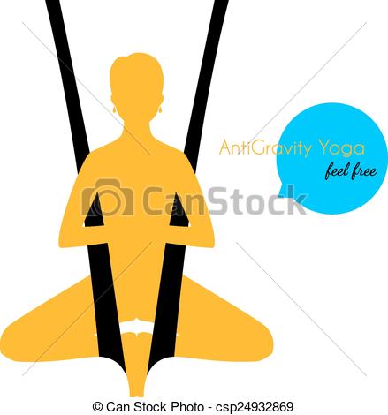439x470 Vector Illustration Of Anti Gravity Yoga Poses Woman Clip Art