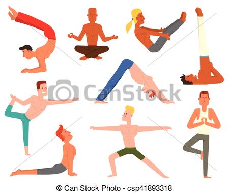 450x379 Yoga Man Vector Set. Fitness Group Yoga Man Doing Cobra Pose