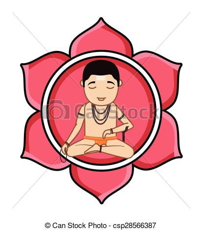 413x470 Cartoon Brahmin Concentrating Samadhi