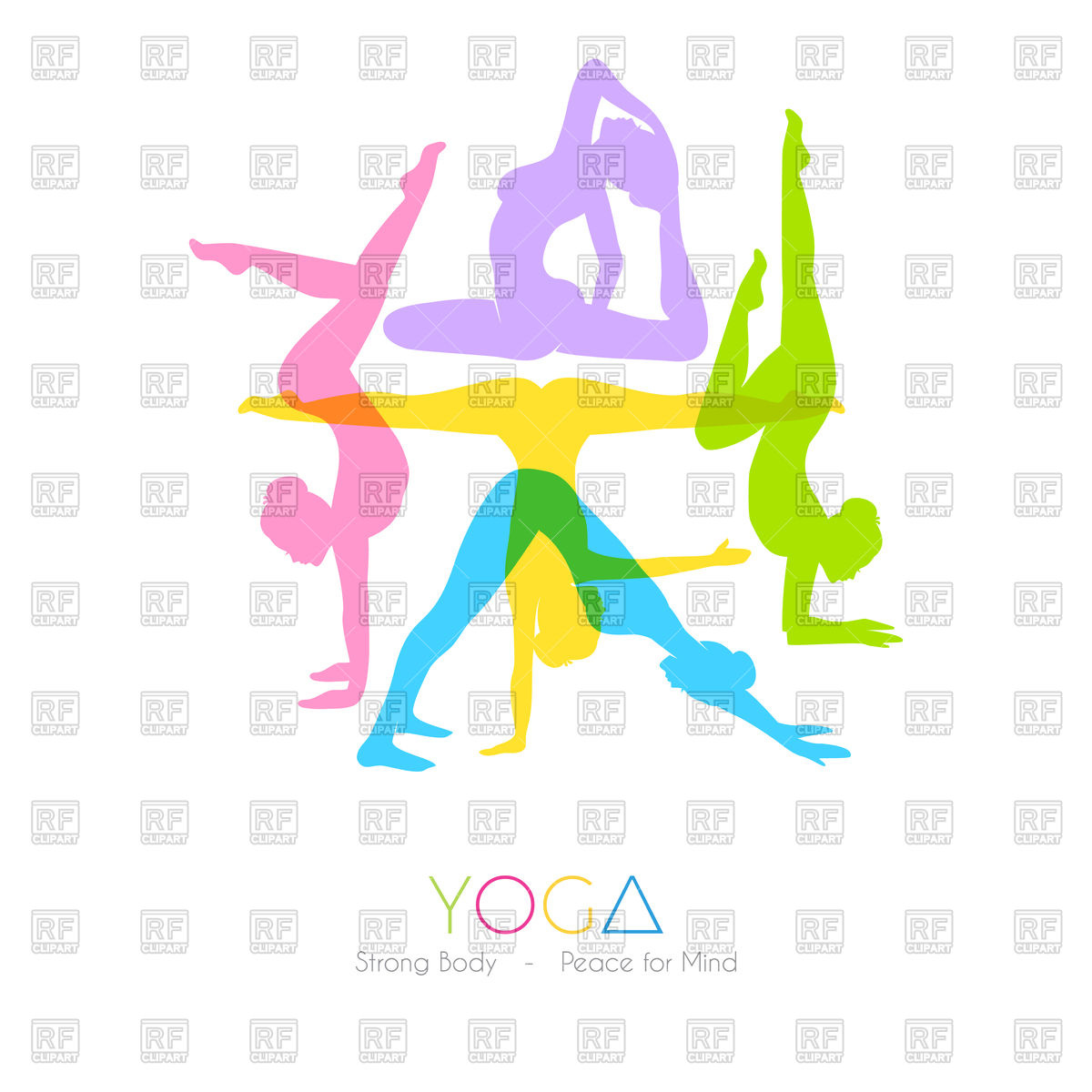 1200x1200 Silhouettes Of Women Yoga Asanas Royalty Free Vector Clip Art