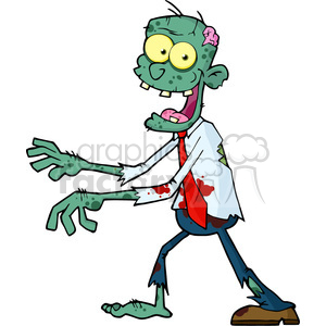 300x300 Royalty Free 5080 Blue Cartoon Zombie Walking With Hands In Front