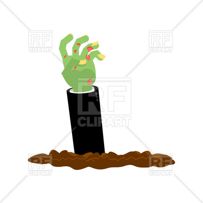 400x400 Zombie Hand Climbs Out From Ground. Halloween. Royalty Free Vector