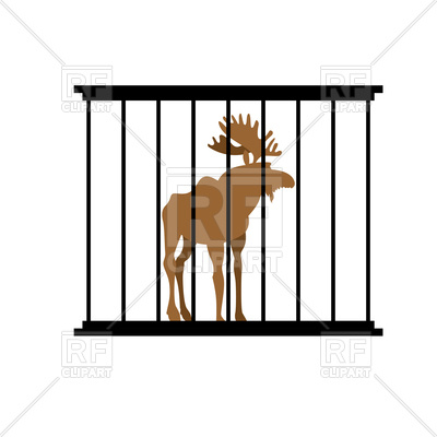 400x400 Elk In A Cage. Animal In Zoo Behind Bars. Royalty Free Vector Clip
