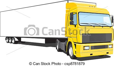 450x261 Vector Isolated Yellow Semi Truck On White Background, Eps