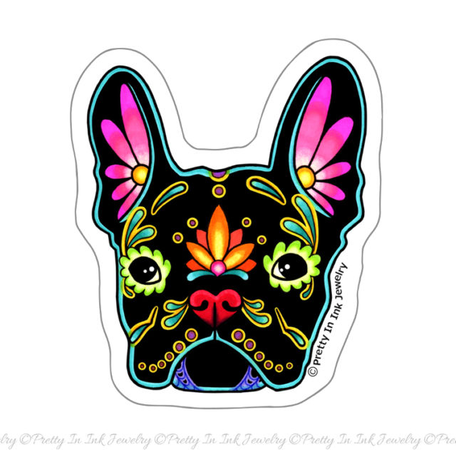 640x631 French Bulldog In Black Sticker