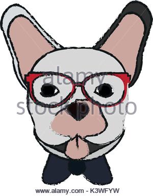 300x385 Isolated Hipster French Bulldog Design Stock Vector Art