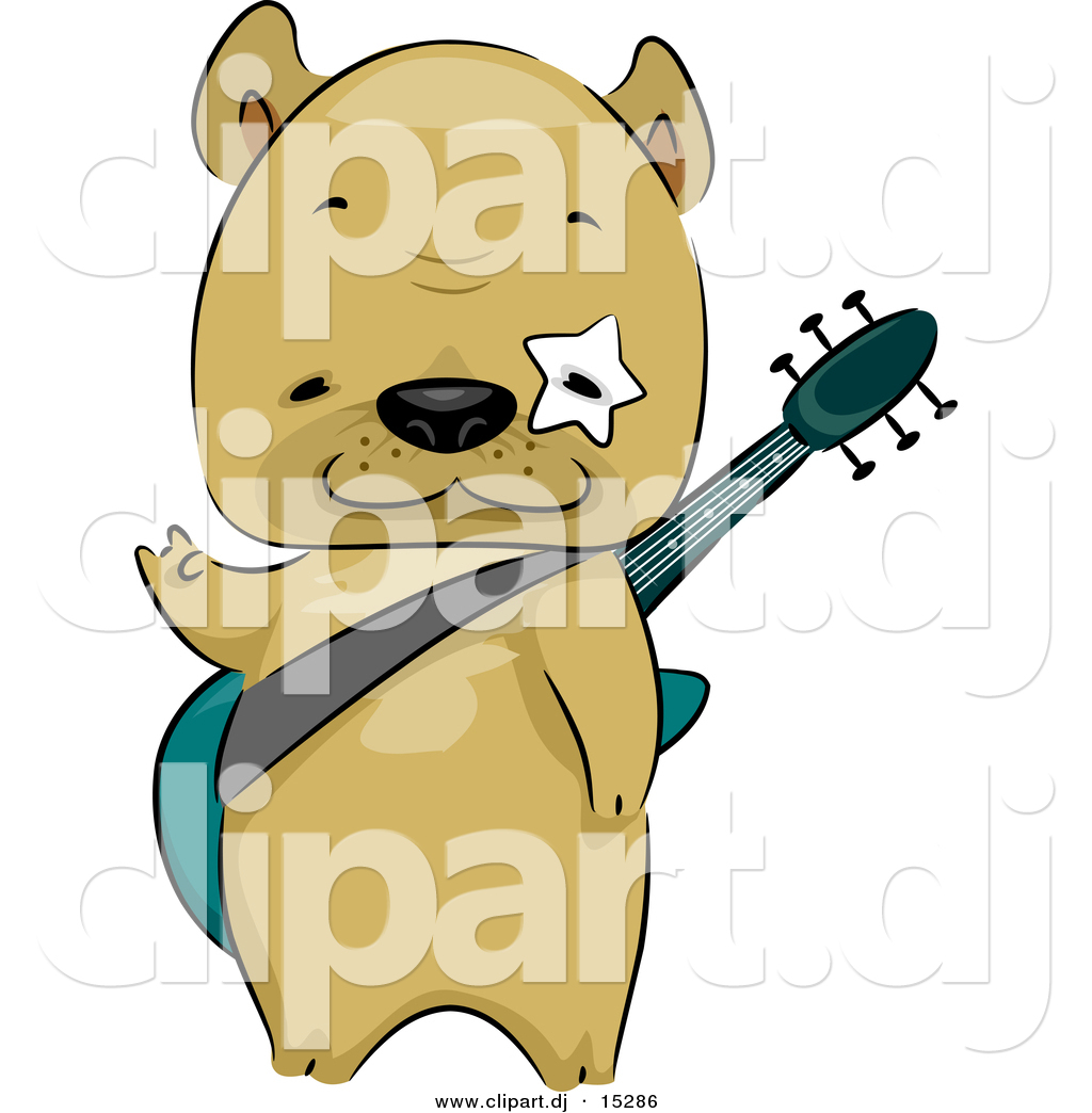 1024x1044 Vector Clipart Of A Cartoon French Bulldog Carrying A Guitar By