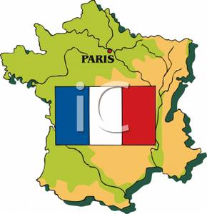 290x300 The French Flag On A Map Of France Clip Art Image