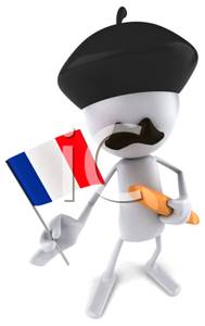189x300 Clip Art Image A Frenchman Holding The French Flag And A Loaf
