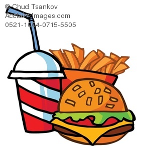 281x300 Clipart Image Of A Cheeseburger With A Soft Drink And French Fries