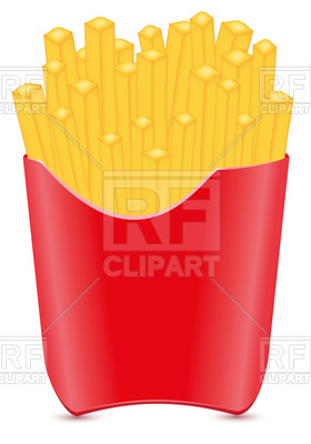 280x400 French Fries Potato In Red Pack Royalty Free Vector Clip Art Image