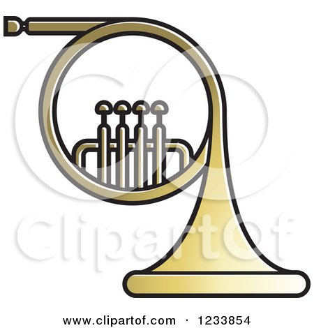 450x470 Clipart Of A Golden French Horn