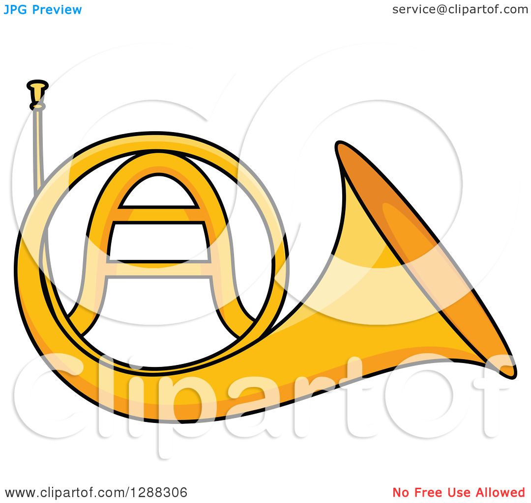 1080x1024 Clipart Of A Cartoon Golden French Horn