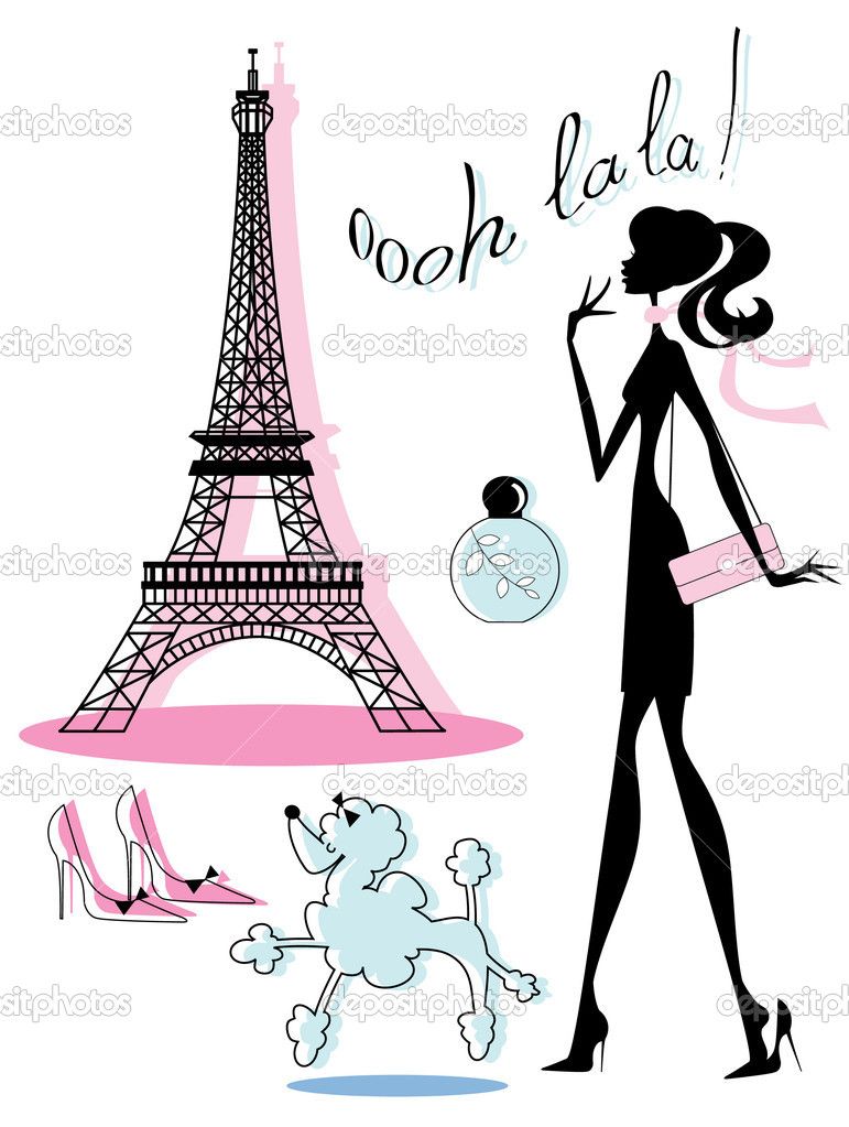 771x1023 Women Shopping With Poodle Illustration