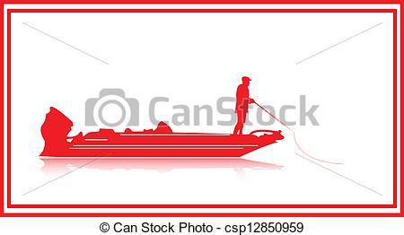 450x262 Fresh Water Boat Fishing. Clipart Vector