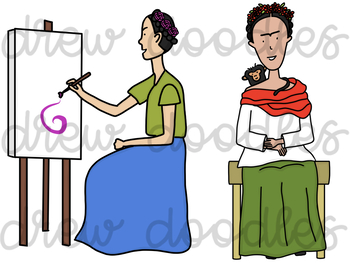 350x263 Frida Kahlo Digital Clip Art Set By Drew Doodles Tpt