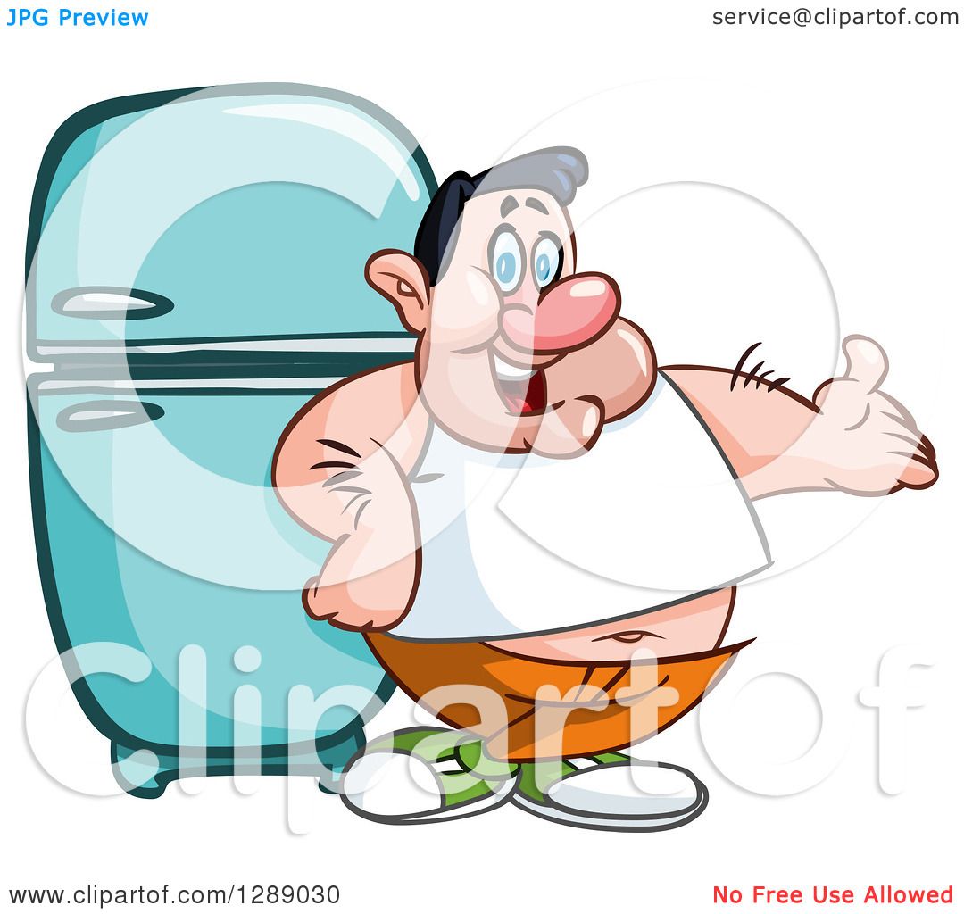 1080x1024 Clipart Of A Cartoon Fat Caucasian Man Presenting And Leaning