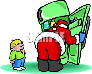 300x242 A Colorful Cartoon Of A Boy Watching Santa Going Through