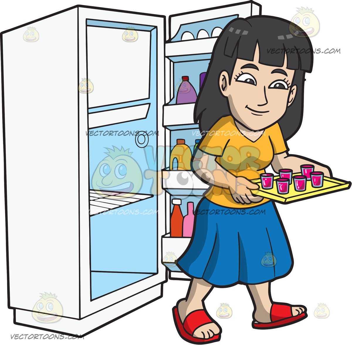 1200x1177 A Taking A Tray Of Jello Shots Out Of The Fridge Cartoon Clipart