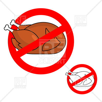 400x400 Stop Sign With Roasted Chicken, Prohibited Fried Food Royalty Free