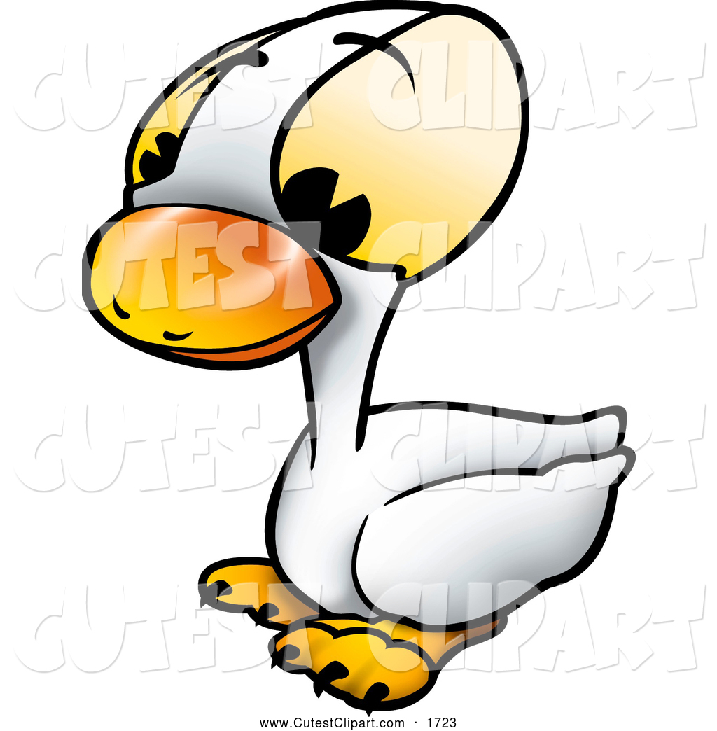 1024x1044 Clip Art Of A Friendly Cute White Duckling With Big Yellow Eyes By