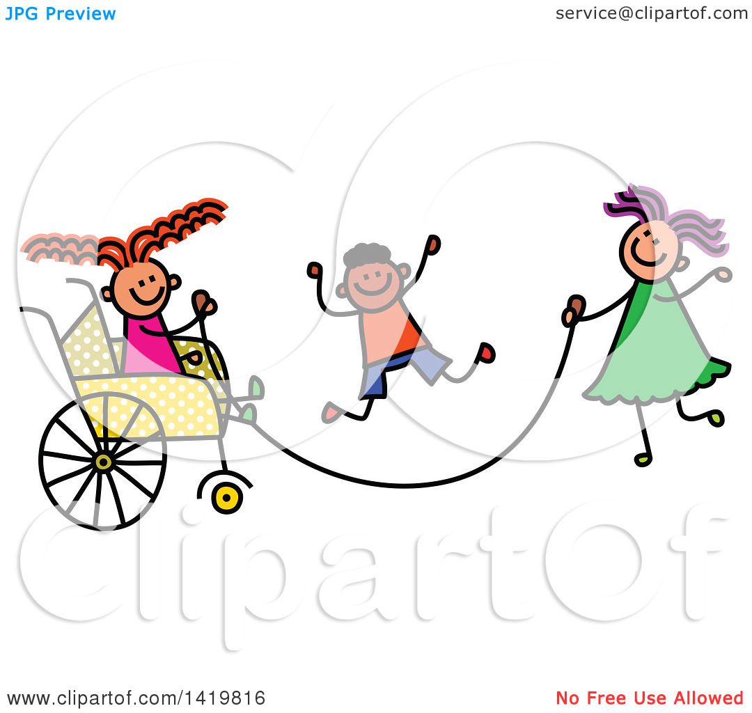 1080x1024 Clipart Of A Doodled Disabled Girl In A Wheelchair, Playing Jump