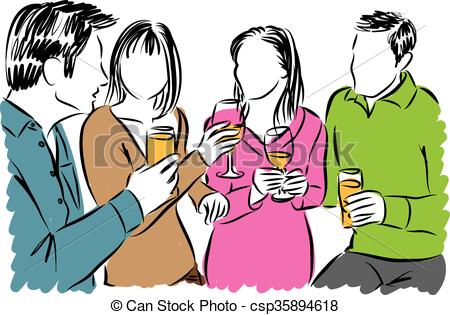 450x315 Friends Together And Drinks Illustration Vector Clip Art