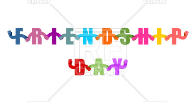 400x211 Friendship Day. International Holiday Sign. Letters Holding Hands
