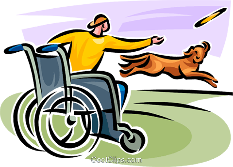 480x345 Man In A Wheelchair Throwing A Frisbee Royalty Free Vector Clip
