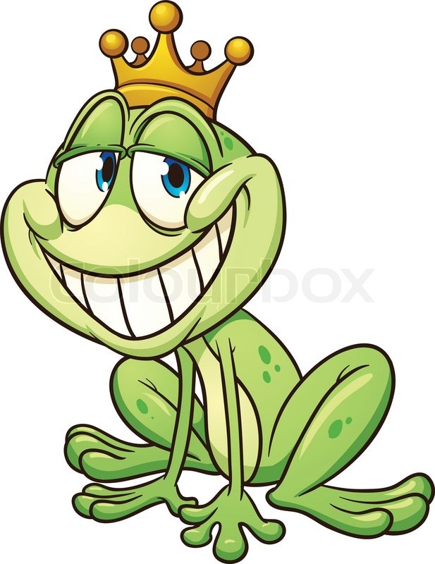 617x800 Frog Prince Wearing A Crown. Vector Clip Art Illustration