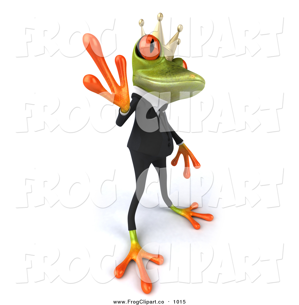 1024x1044 Clip Art Of A 3d Green Business Frog Prince Waving By Julos