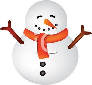300x279 Clip Art Image A Cute Smiling Cartoon Snowman