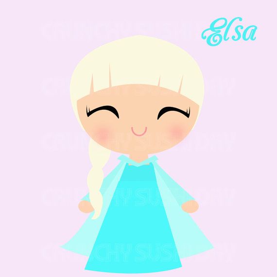 570x570 Instant Download Princess Elsa, Frozen, Cute Kawaii Princess