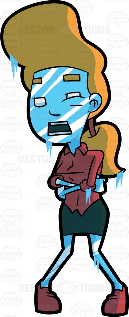 417x1024 A Woman Terribly Freezes In The Cold Cartoon Clipart Vector Toons