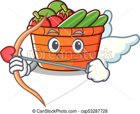 450x367 Cupid Fruit Basket Character Cartoon Vector Illustration Vector