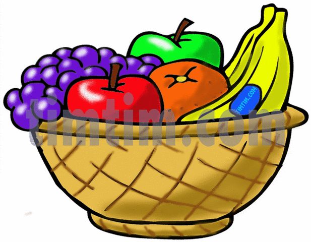 617x480 Vegetables And Fruits In Basket Drawing