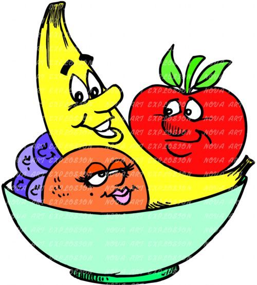 500x554 Cartoon Fruit Bowl Live Healthy Healthy Fruit