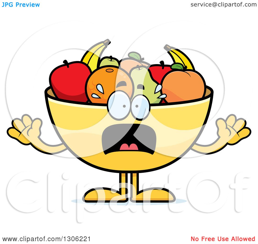 1080x1024 Clipart Of A Cartoon Scared Fruit Bowl Character Screaming