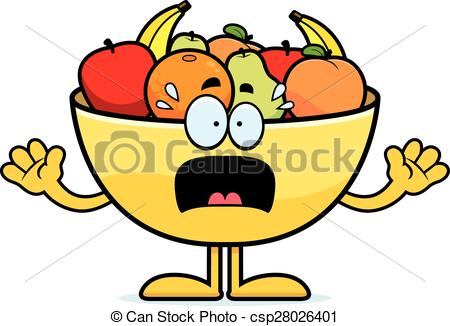 450x326 Scared Cartoon Bowl Fruit. Cartoon Illustration