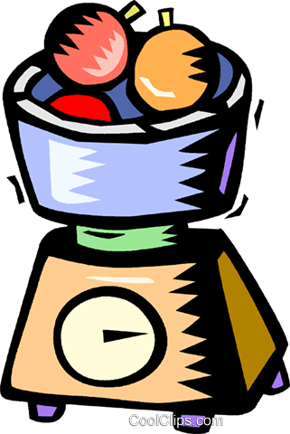 321x480 Bowl Of Fruit On A Kitchen Scale Royalty Free Vector Clip Art