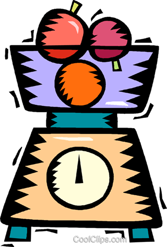 325x480 Fruit In A Glass Bowl On A Kitchen Scale Royalty Free Vector Clip