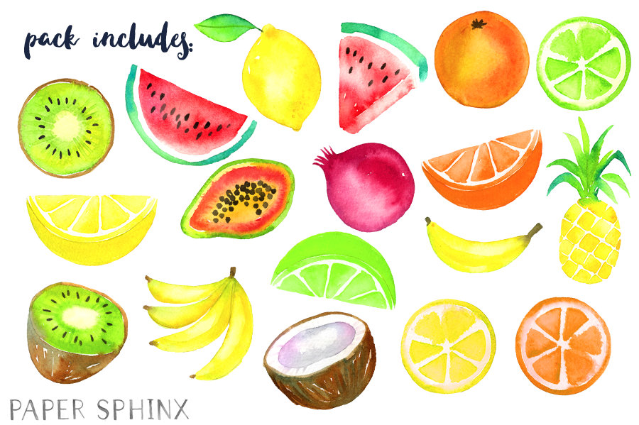 900x599 Watercolor Tropical Fruit Clipart Fruit Clip Art