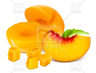 400x308 Peaches Without Pits And Ripe Peach Slice Royalty Free Vector Clip