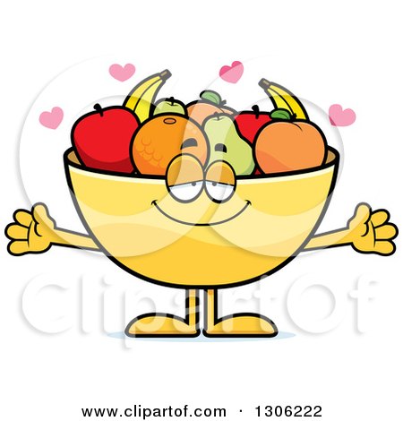 450x470 Clipart Of A Cartoon Happy Fruit Bowl Character Smiling