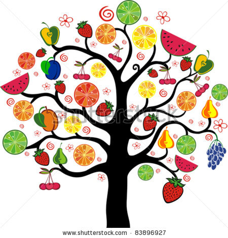 450x470 Fruit Tree Clipart Fruit Tree Clipart Stock Vector Mixed Fruits